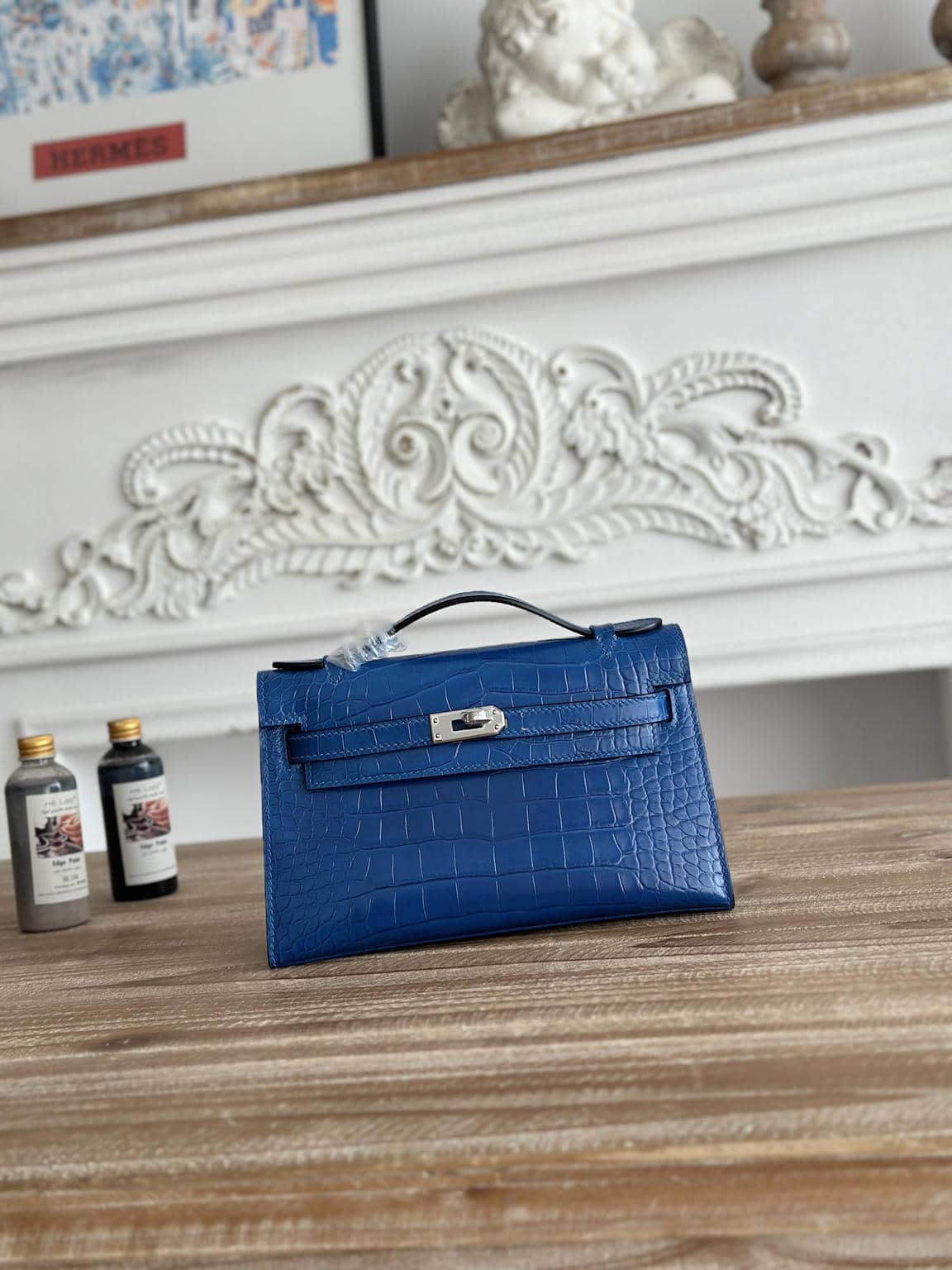 Kelly Crocodile-Embossed Cow Leather-40
